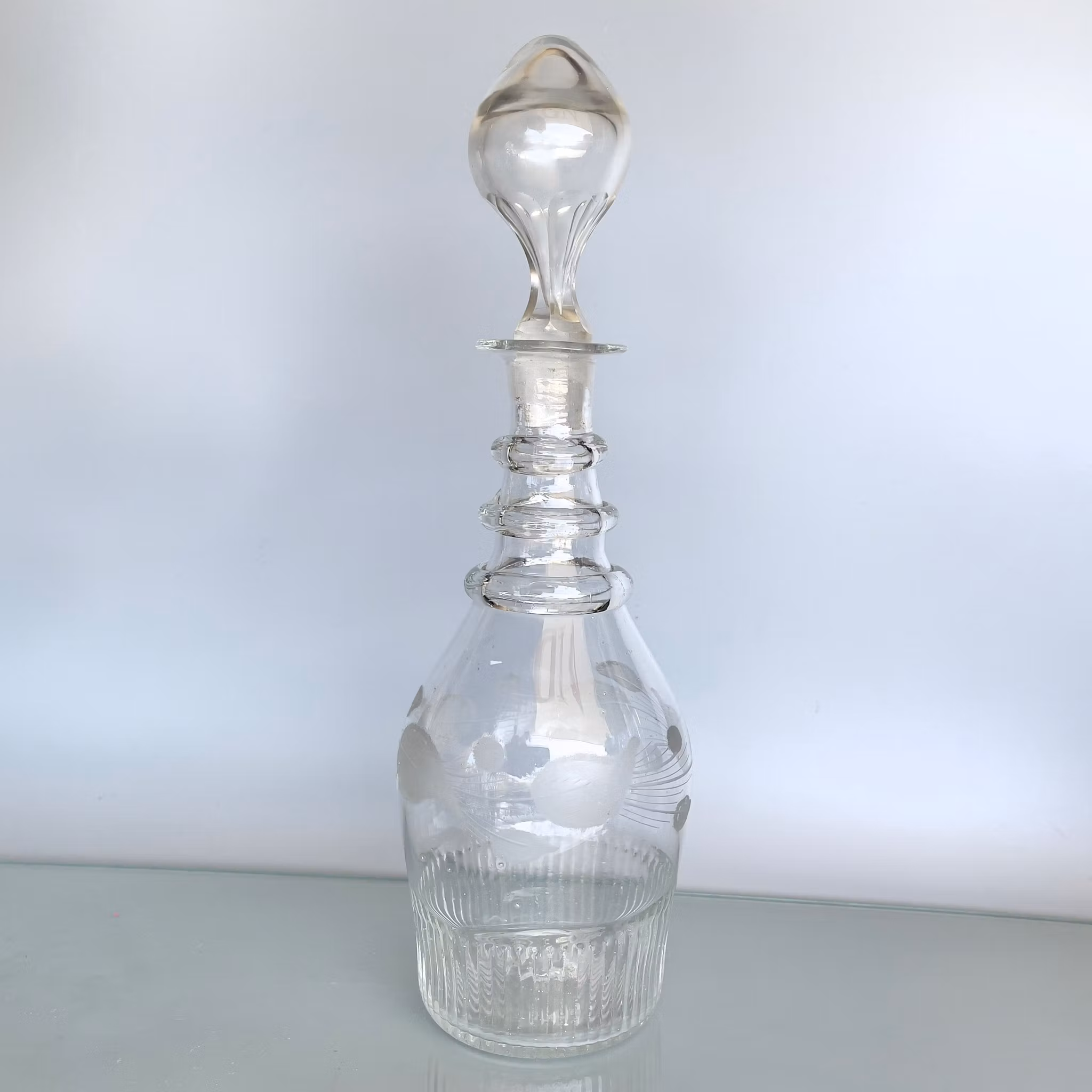 Antik georgiansk karaff/decanter i handblåst glas - ca 1780-1820