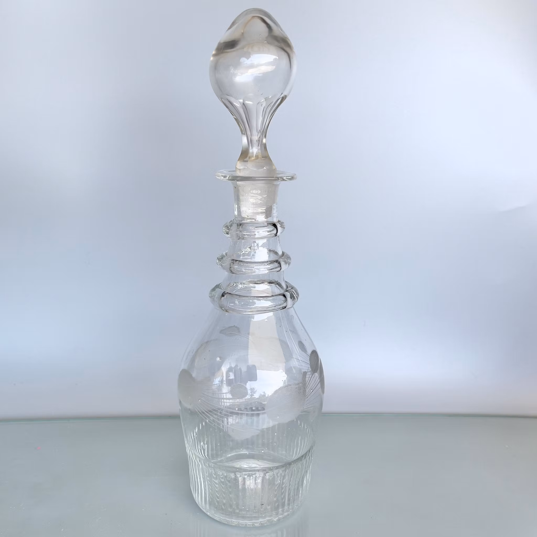 Antik georgiansk karaff/decanter i handblåst glas - ca 1780-1820