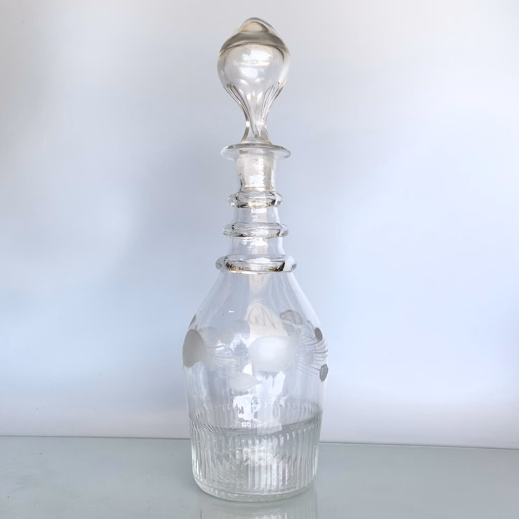 Antik georgiansk karaff/decanter i handblåst glas - ca 1780-1820