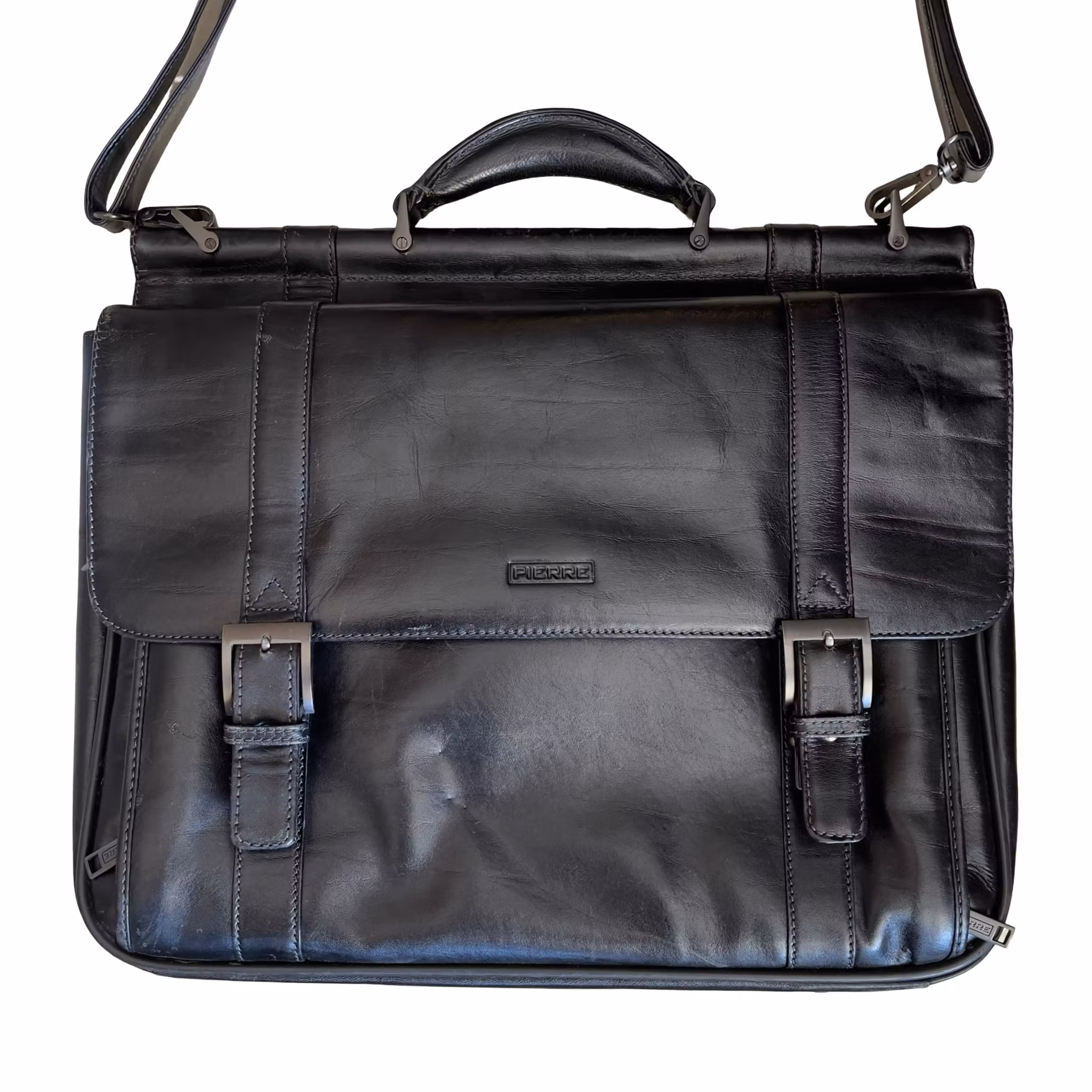 Exklusiv Pierre portfölj i äkta svart skinn - Business & vintage