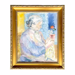 Anders A. Jönsson (1907-2002) - Oliemaleri på lærred - Mor - Signeret