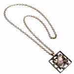 Vintage danskt halsband med ametist - Handgjort D.S. modernistiskt design hänge - Denmark