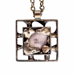 Vintage danskt halsband med ametist - Handgjort D.S. modernistiskt design hänge - Denmark