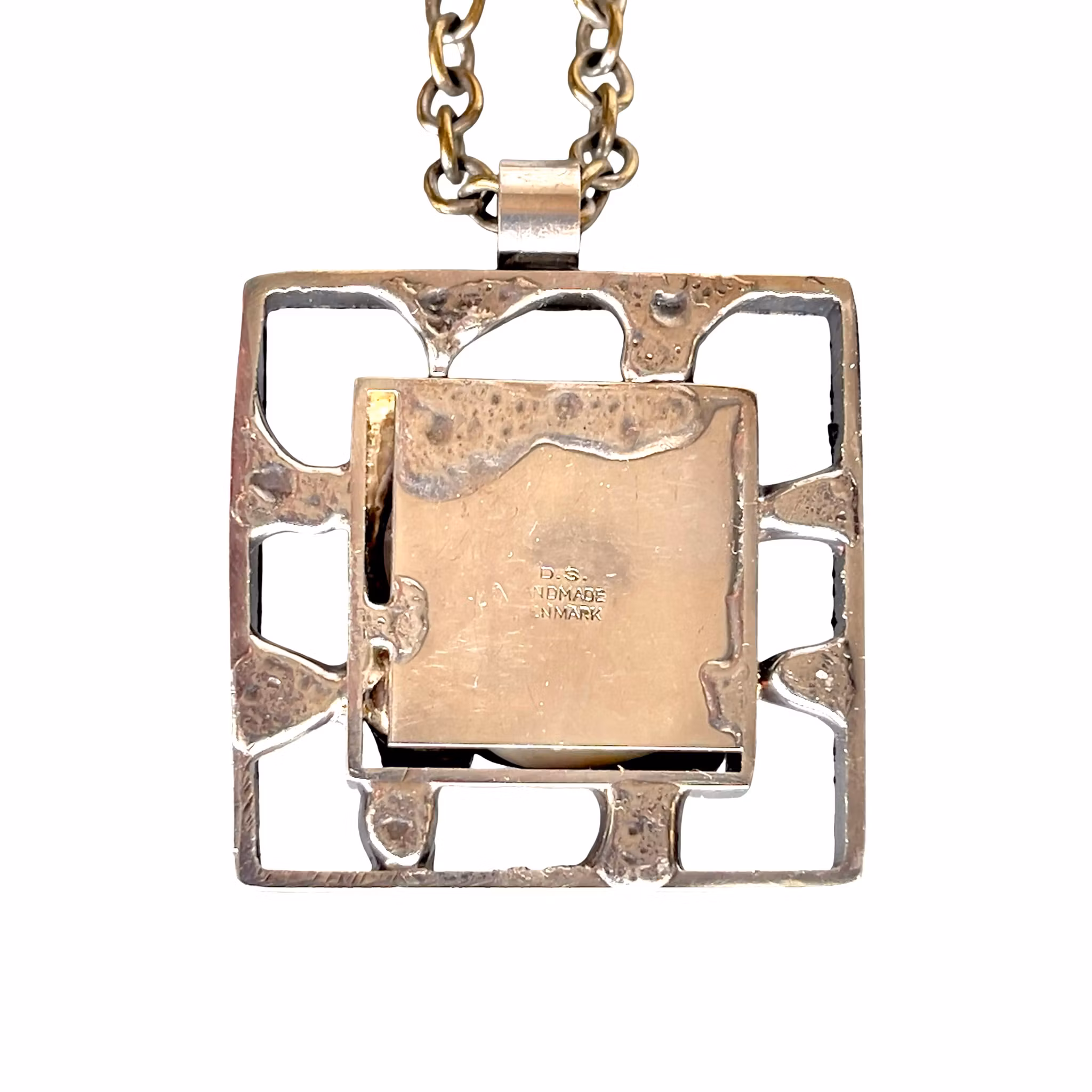 Vintage danskt halsband med ametist - Handgjort D.S. modernistiskt design hänge - Denmark