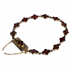 Antique gilded silver bracelet with Bohemian garnets - Late 19th century