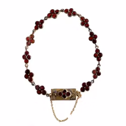 Antique gilded silver bracelet with Bohemian garnets - Late 19th century
