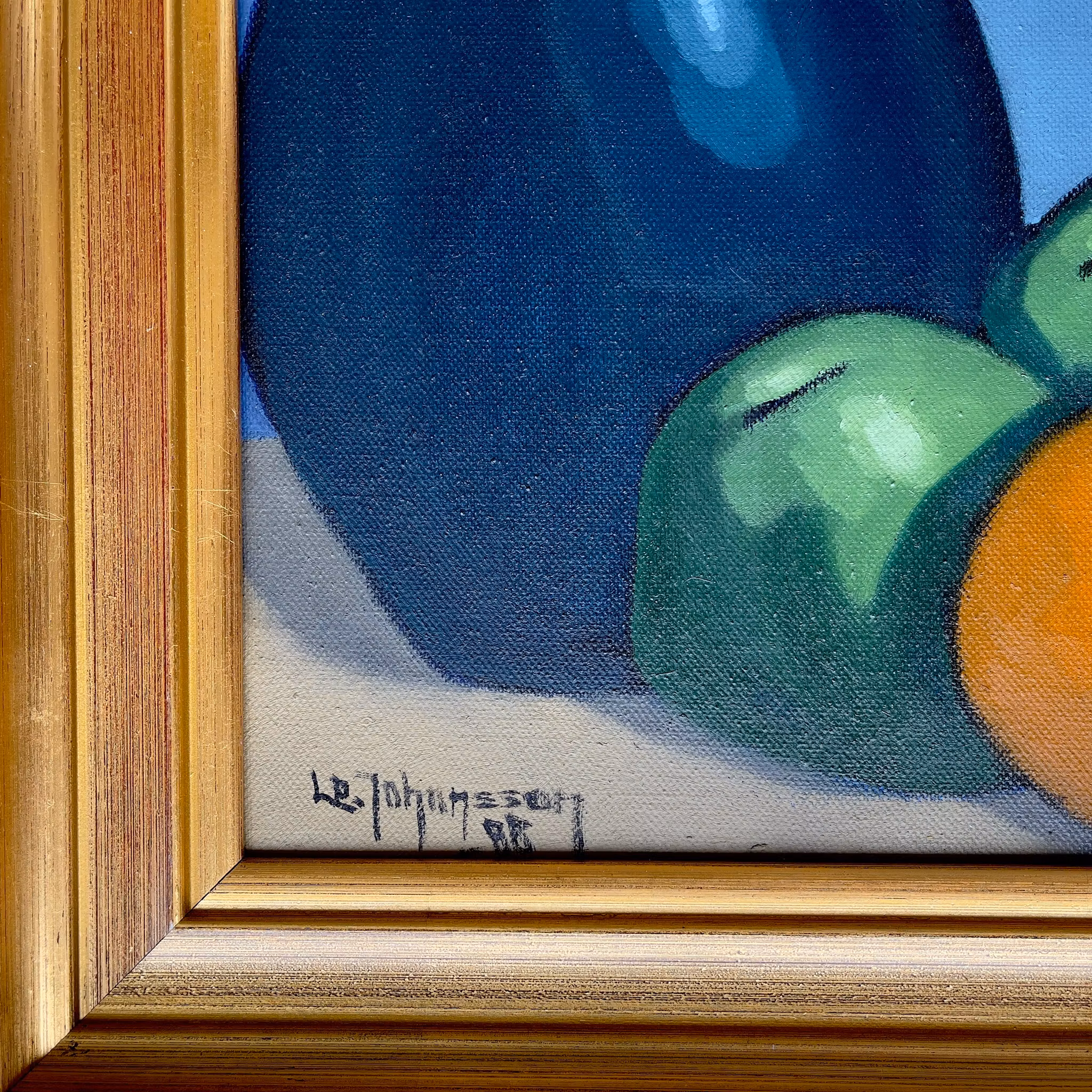 Leif Johansson - Oljemålning på duk - Stilleben med frukt - Signerad 1986