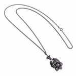 Antikt Hänge i Silver 835 med Strass - Jugendstil Blomma med Kedja