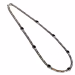 Vintage halsband i äkta sterling silver 925 med onyx - Grekisk meander/nyckeldesign