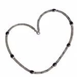 Vintage halsband i äkta sterling silver 925 med onyx - Grekisk meander/nyckeldesign