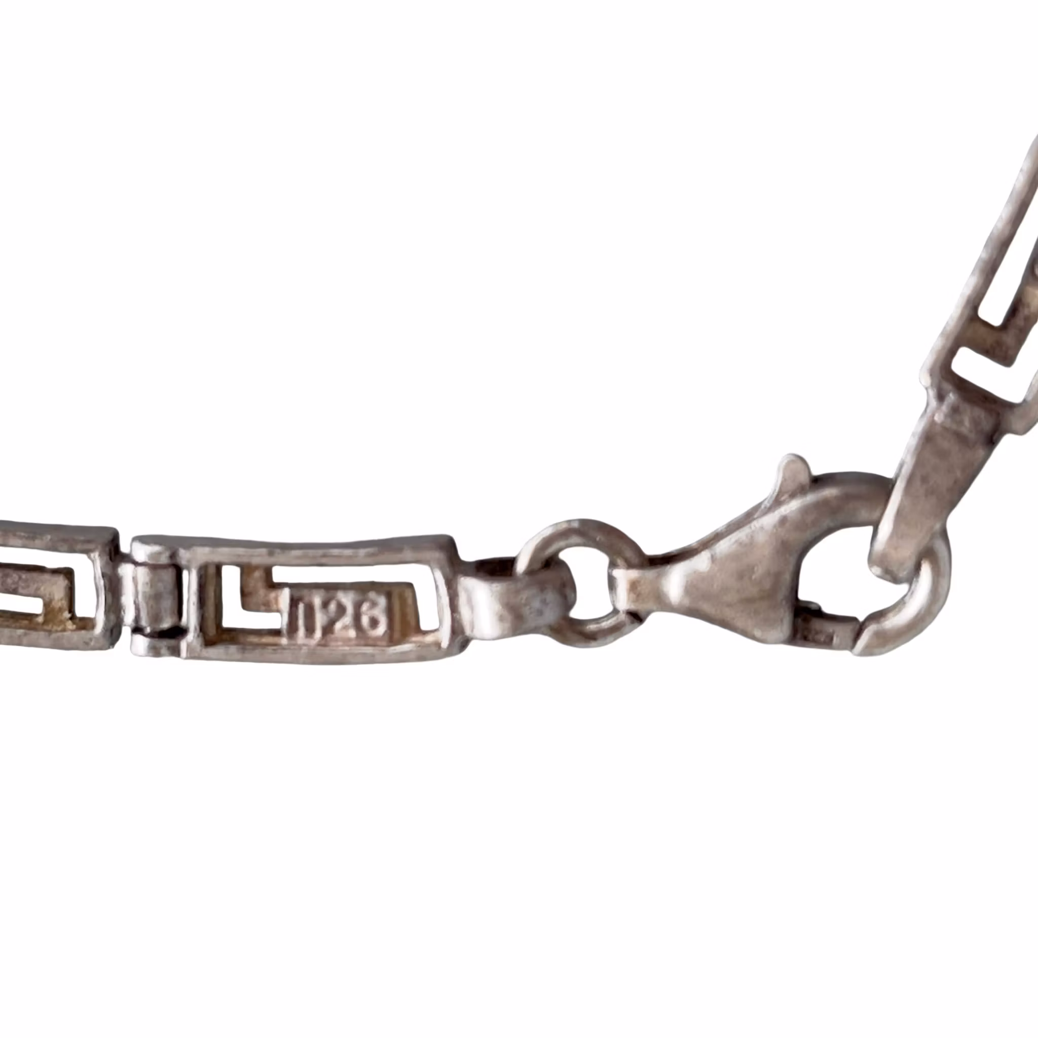 Vintage halsband i äkta sterling silver 925 med onyx - Grekisk meander/nyckeldesign
