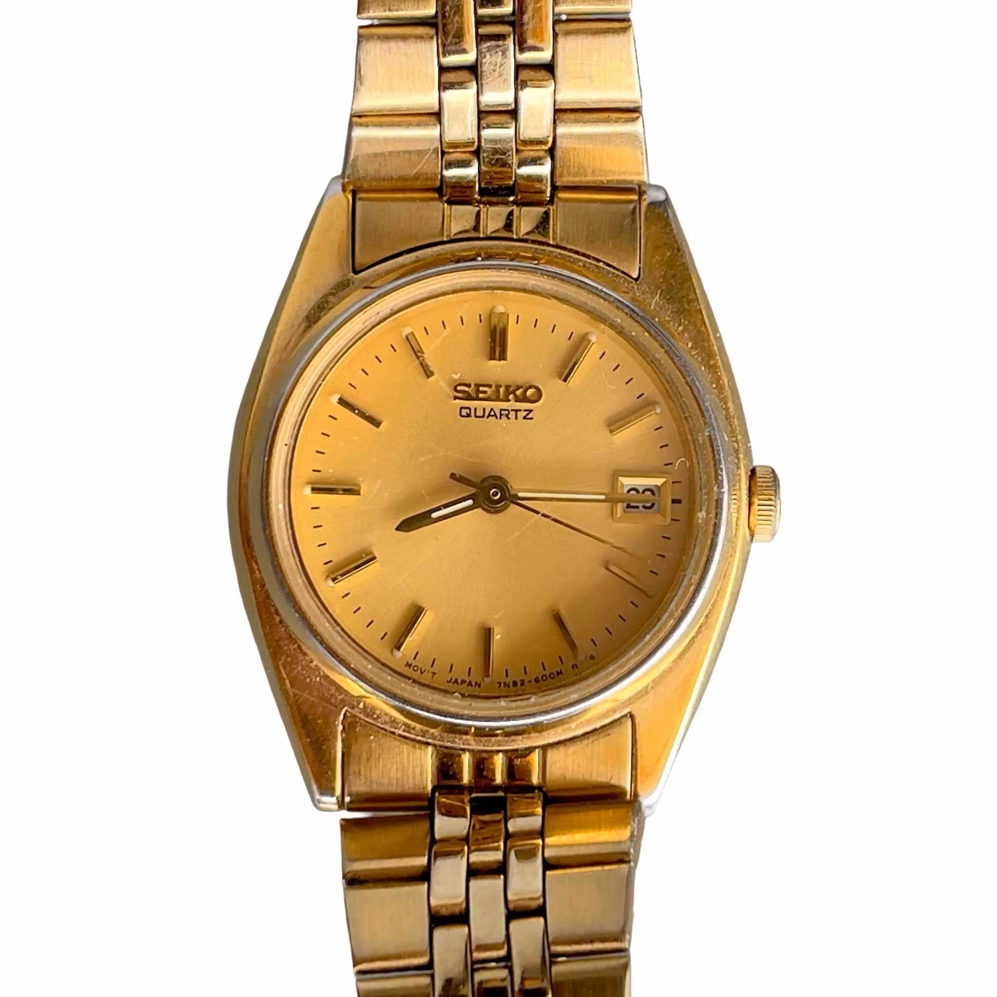 Seiko Quartz Vintage Damklocka - Guldtonad Klassiker med Datum