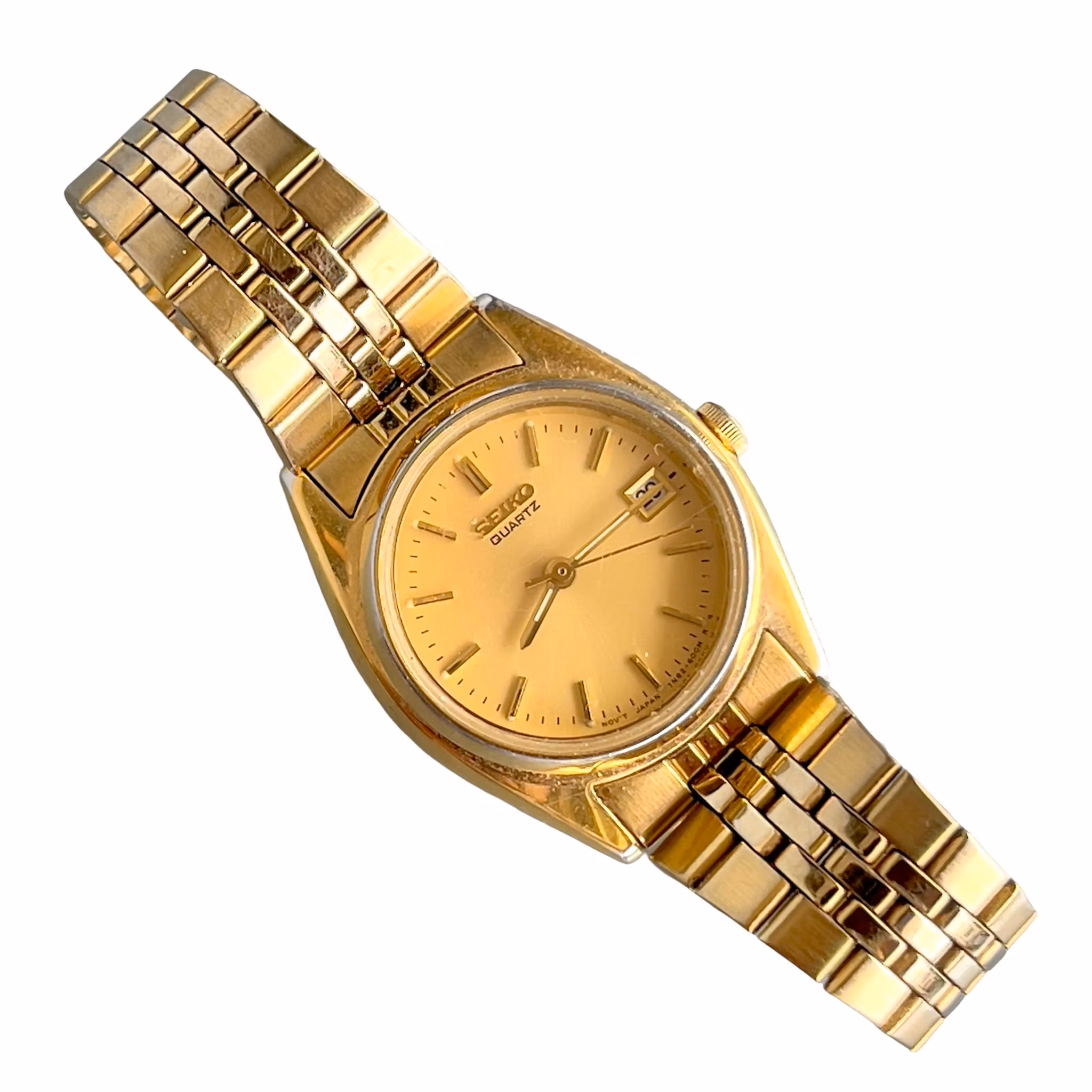 Seiko Quartz Vintage Damklocka - Guldtonad Klassiker med Datum