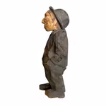 Träskulptur - Hand snidad Gubbe med Hatt - Signerad
