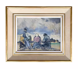 Axel Hamborn (1892-1983) - Oljemaleri på panel - I potetåkeren - Signert