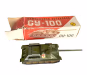 Vintage Sovjetisk SU 100 Stridsvagn med Original kartong - USSR Samlarobjekt