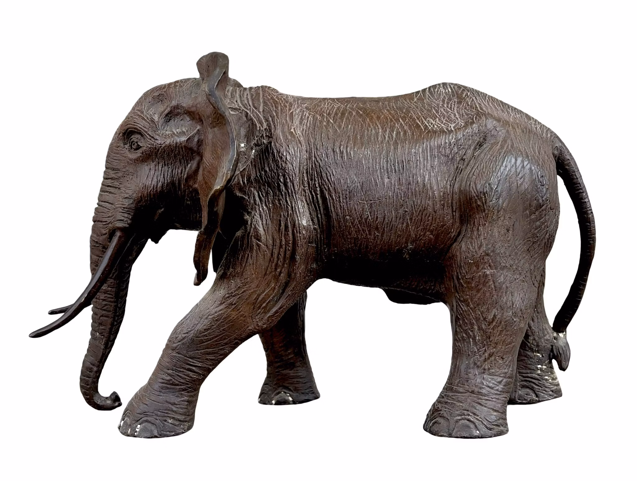 Antik kinesisk brons elefant - Magnifik original ålderspatina
