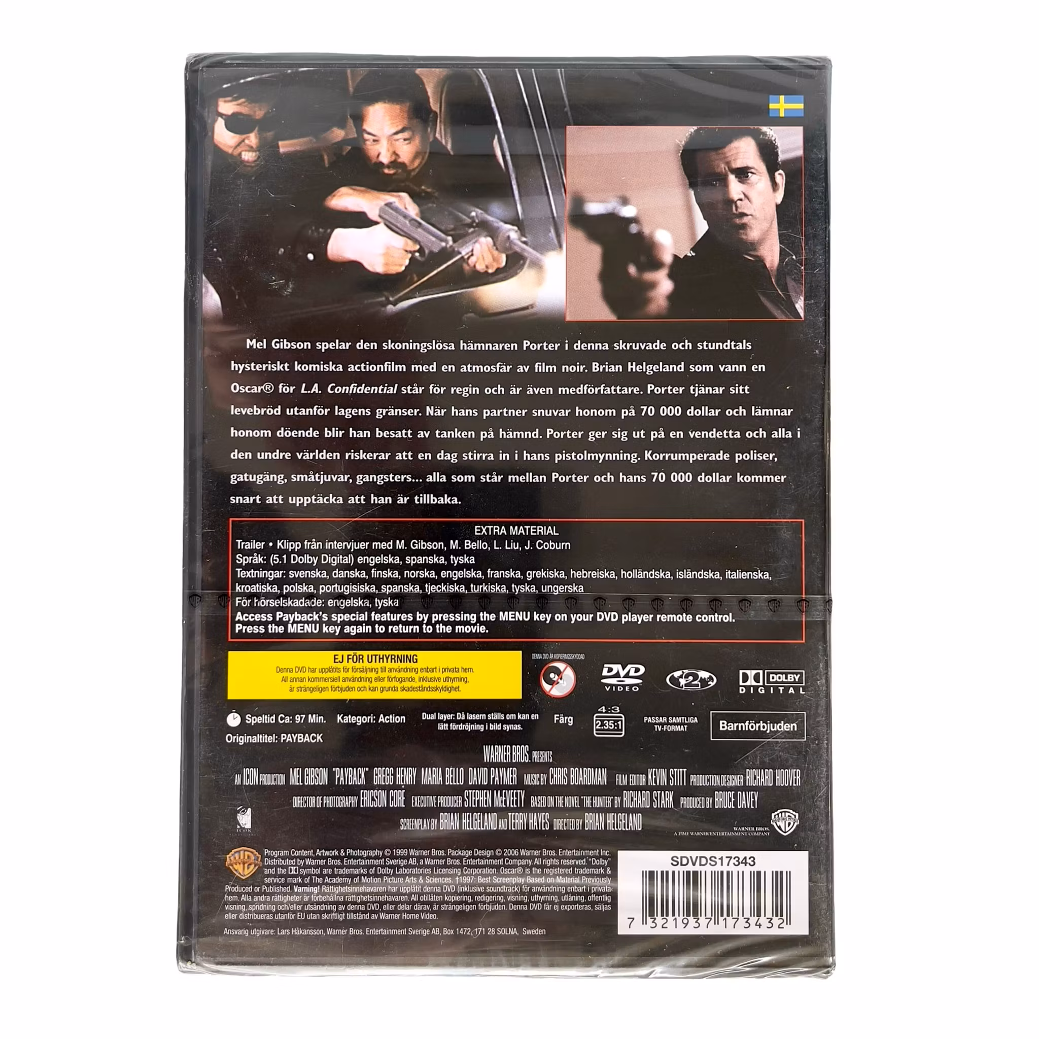 PAYBACK (1999) - Mel Gibson - Inplastad DVD - Svensk Utgåva