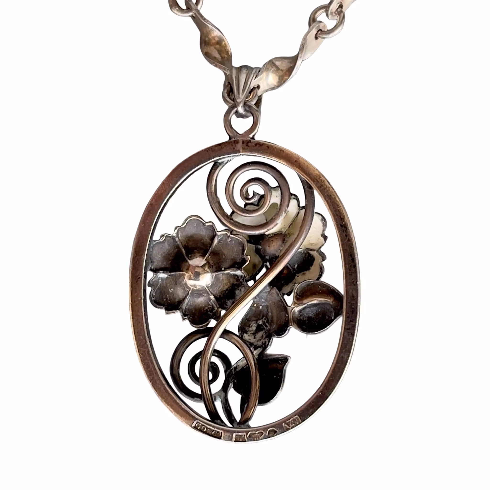 Gustaf Dahlgren & Co Malmö 1947 - Silver hänge 830 med Sterling kedja 925
