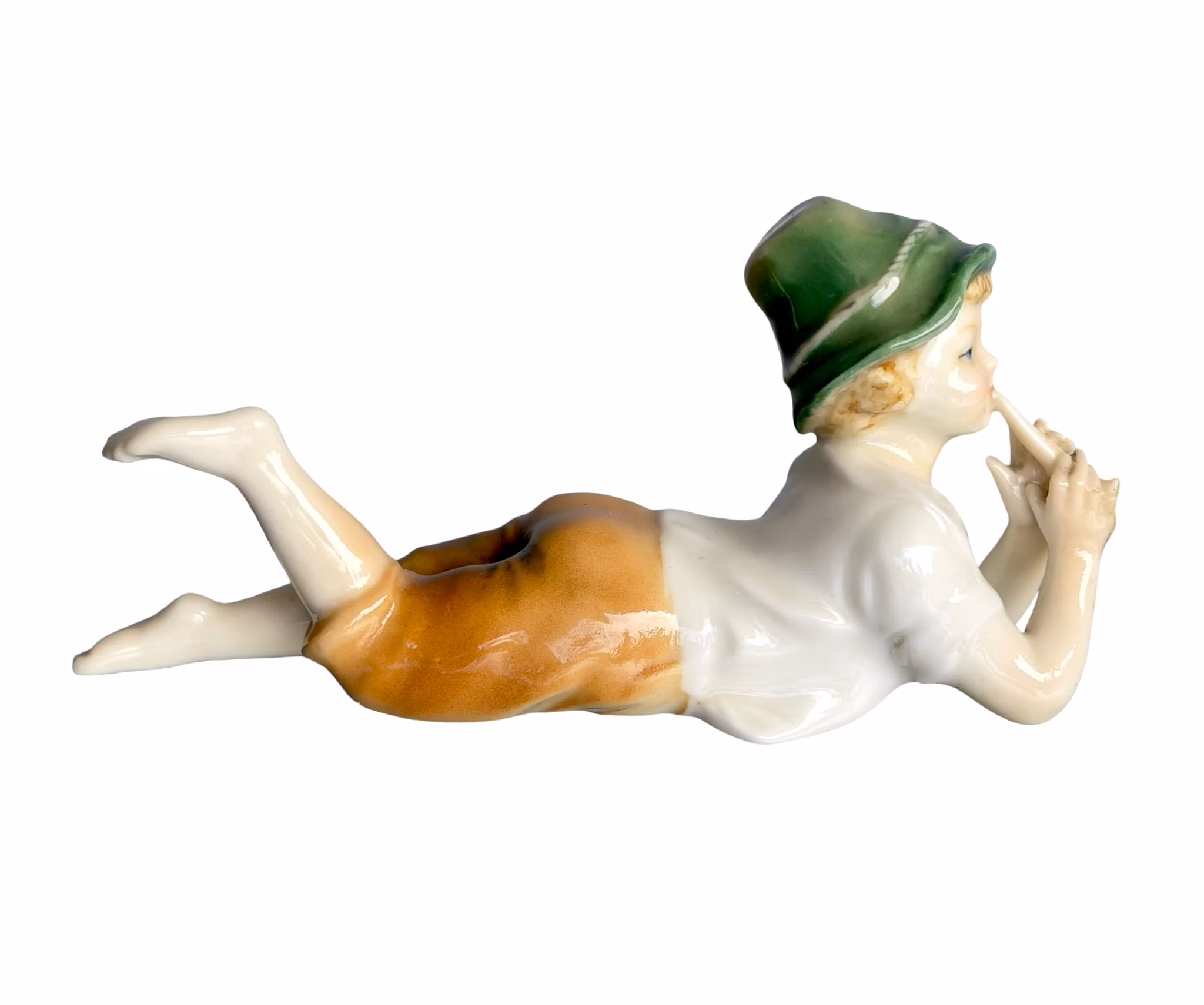Karl Ens - Pojke med flöjt - Handmålad porslinsfigur - Germany