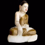 Sällsynt antik sittande Buddha i handskuren alabaster - Burma (Myanmar), 1600-tal