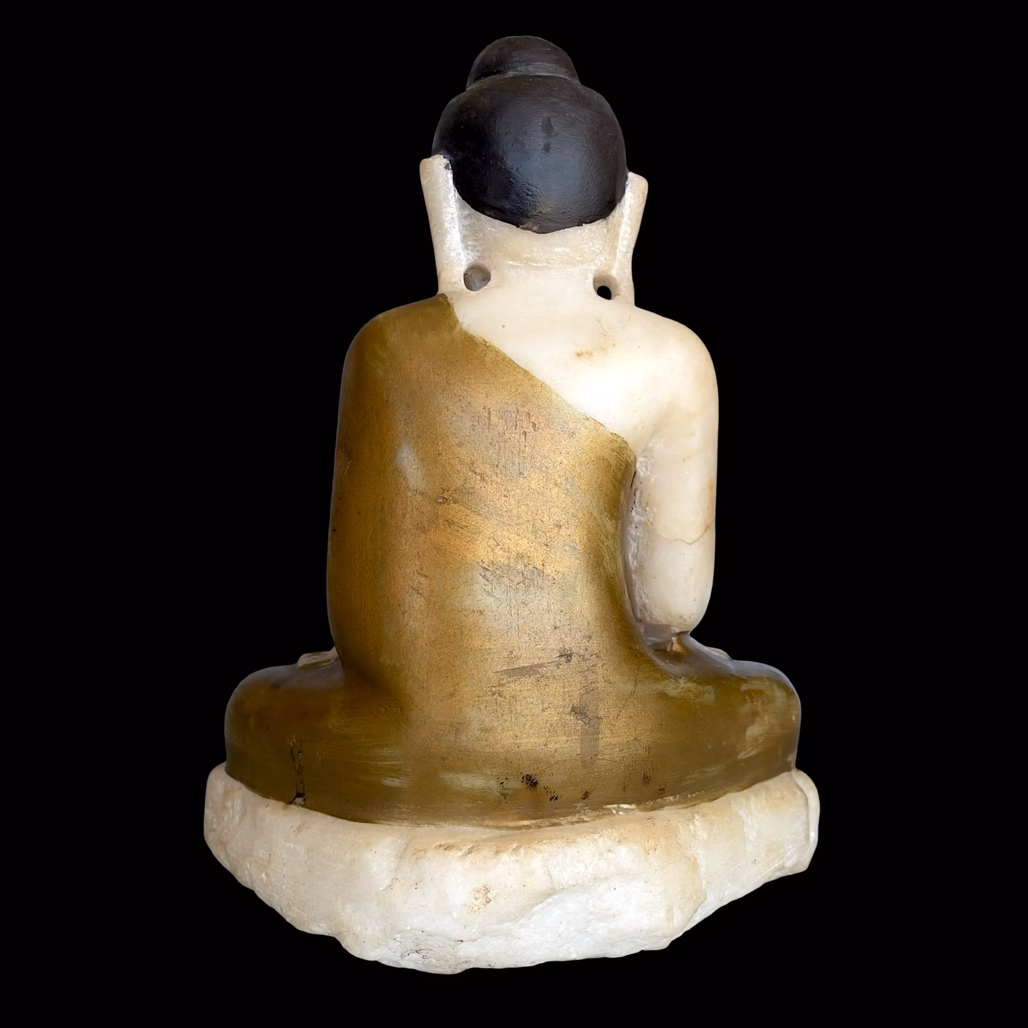 Sällsynt antik sittande Buddha i handskuren alabaster - Burma (Myanmar), 1600-tal
