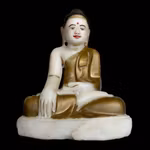Sällsynt antik sittande Buddha i handskuren alabaster - Burma (Myanmar), 1600-tal