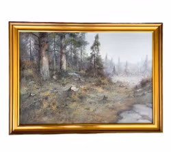 Jean Rosengren (1894-1965) - Oljemaleri på lerret - Stemningsfullt skoglandskap