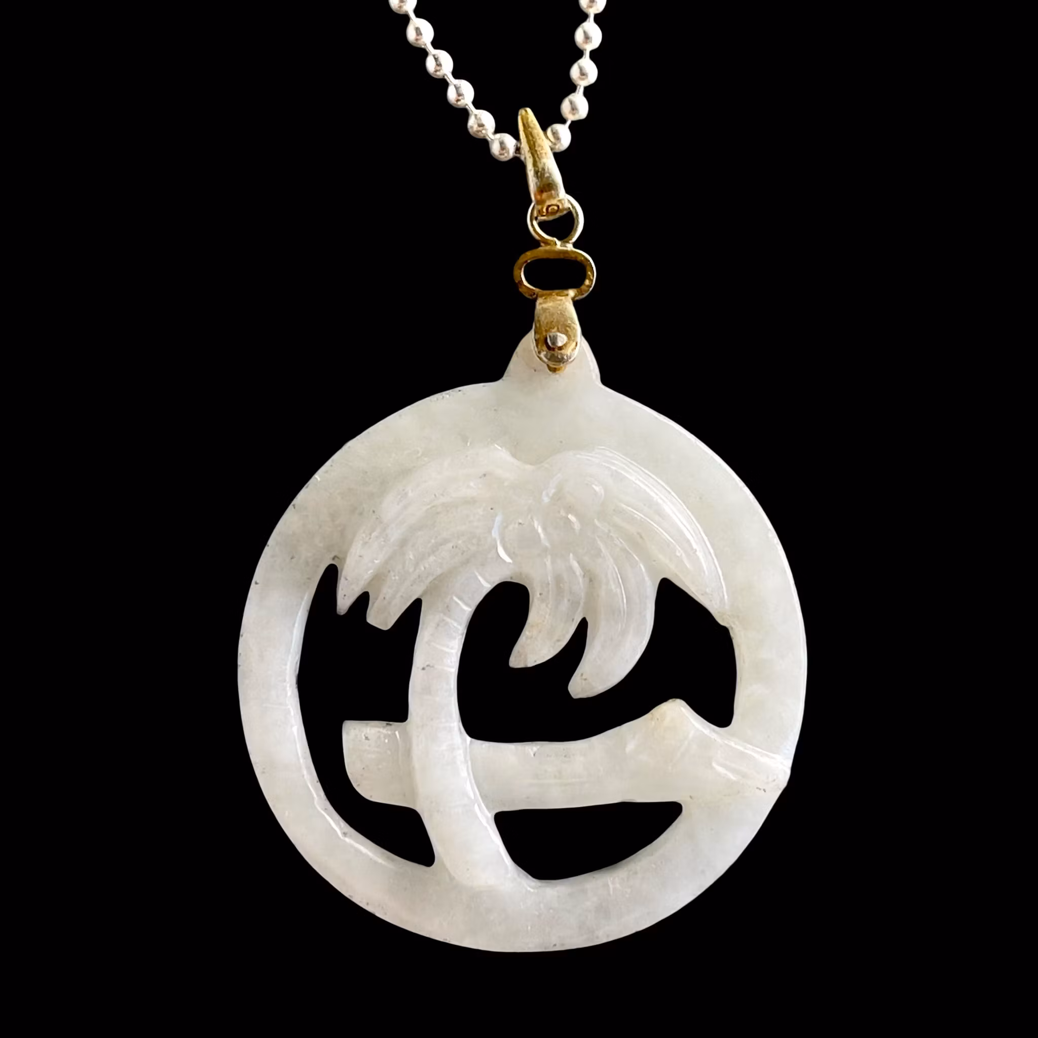 Vintage silver halsband med hand snidad vitsten - Orientalisk design