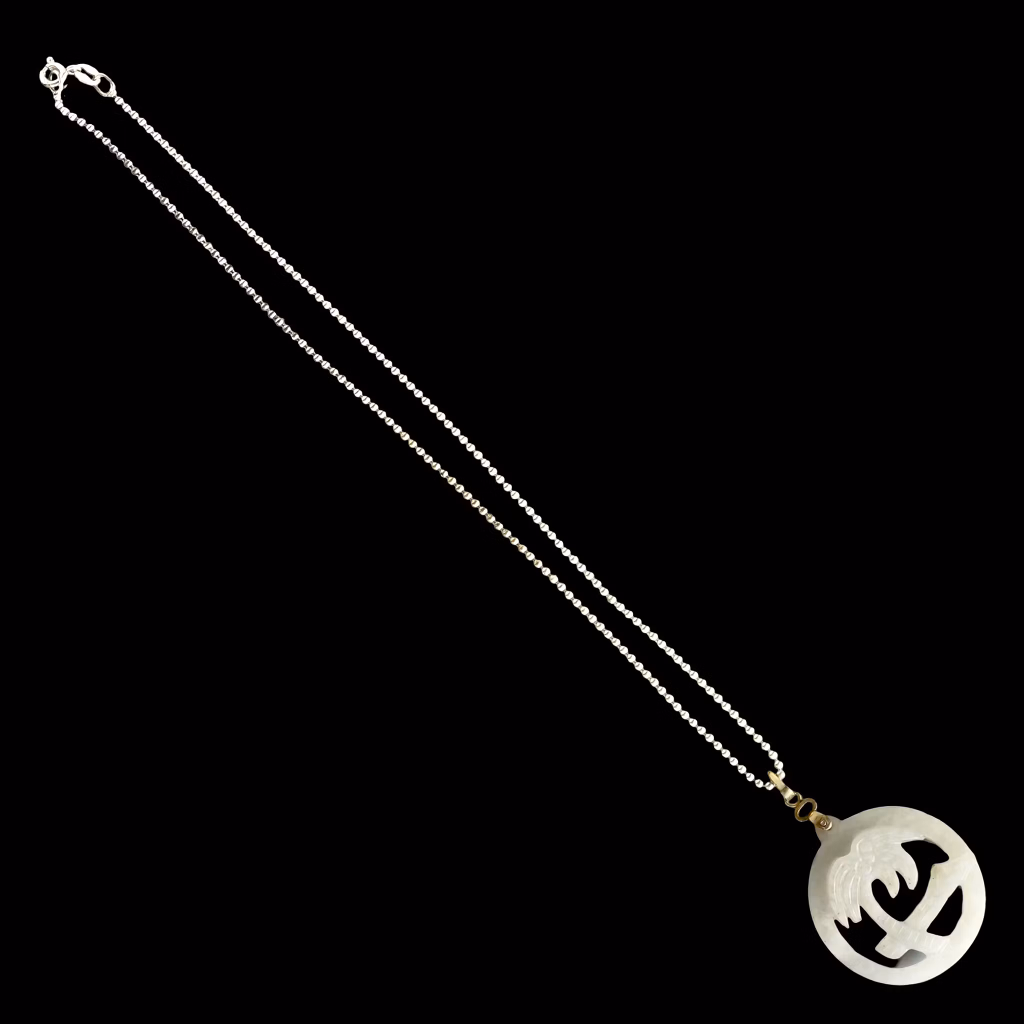 Vintage silver halsband med hand snidad vitsten - Orientalisk design