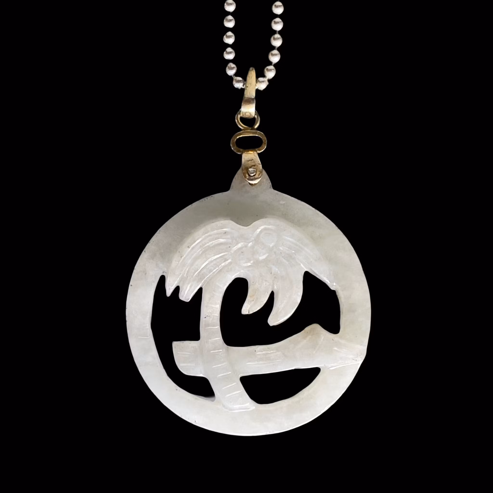 Vintage silver halsband med hand snidad vitsten - Orientalisk design