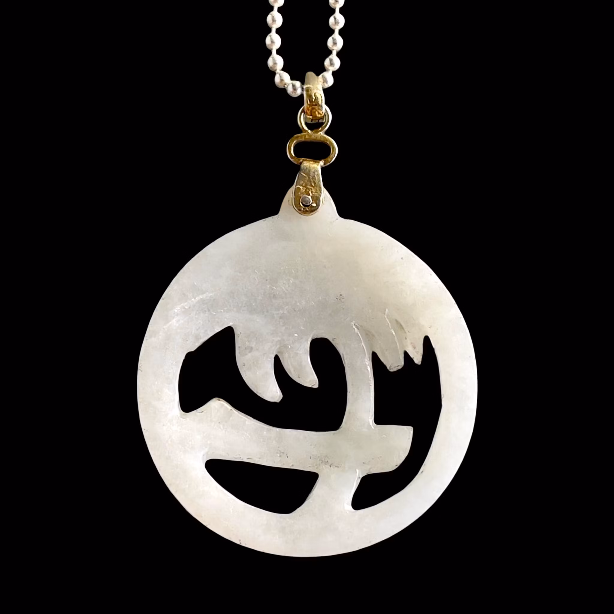 Vintage silver halsband med hand snidad vitsten - Orientalisk design
