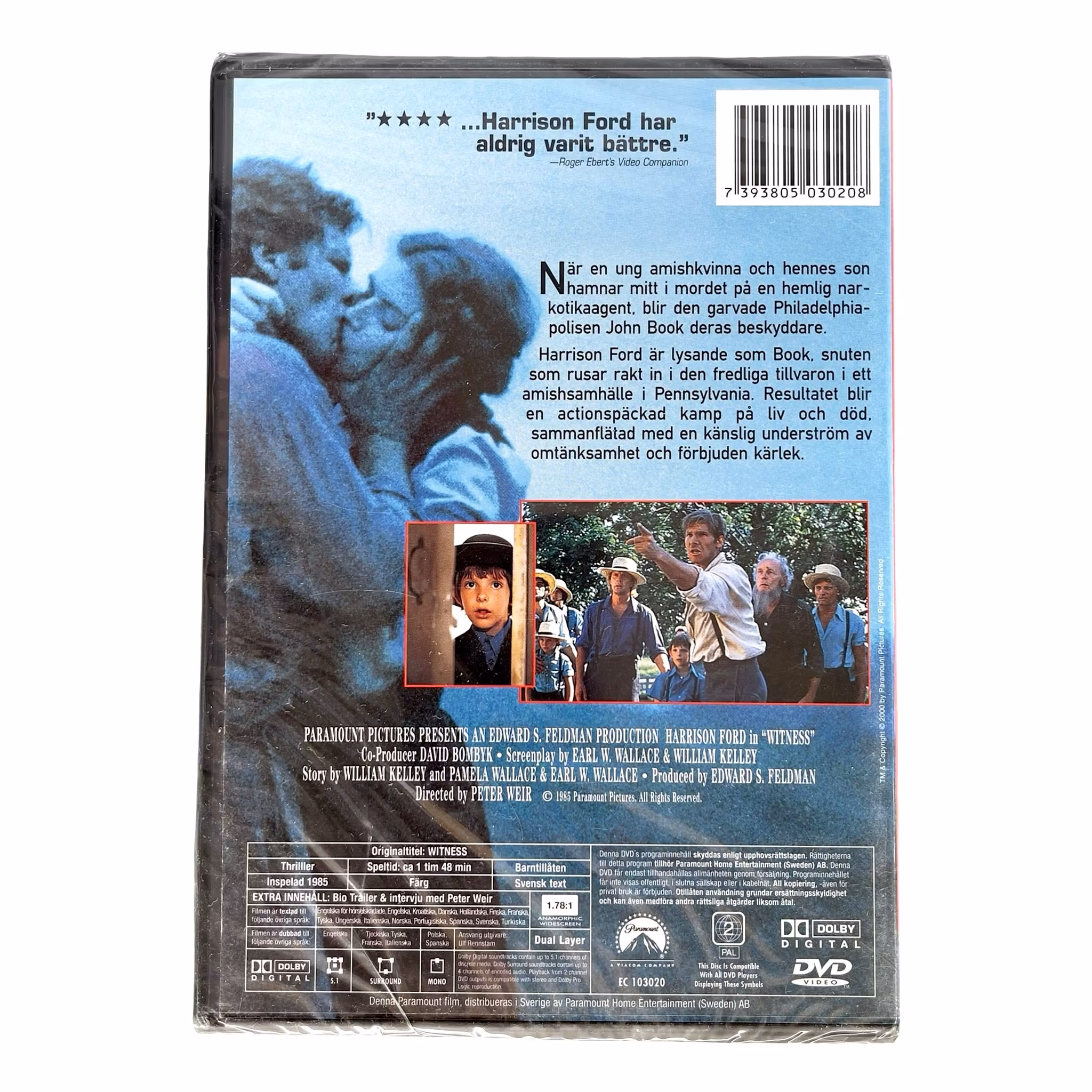 Vittne till mord (Witness, 1985) - Inplastad DVD med Harrison Ford