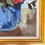 Simon Lundell (1943) - Blomsterstilleben med roser - Oljemaleri på panel