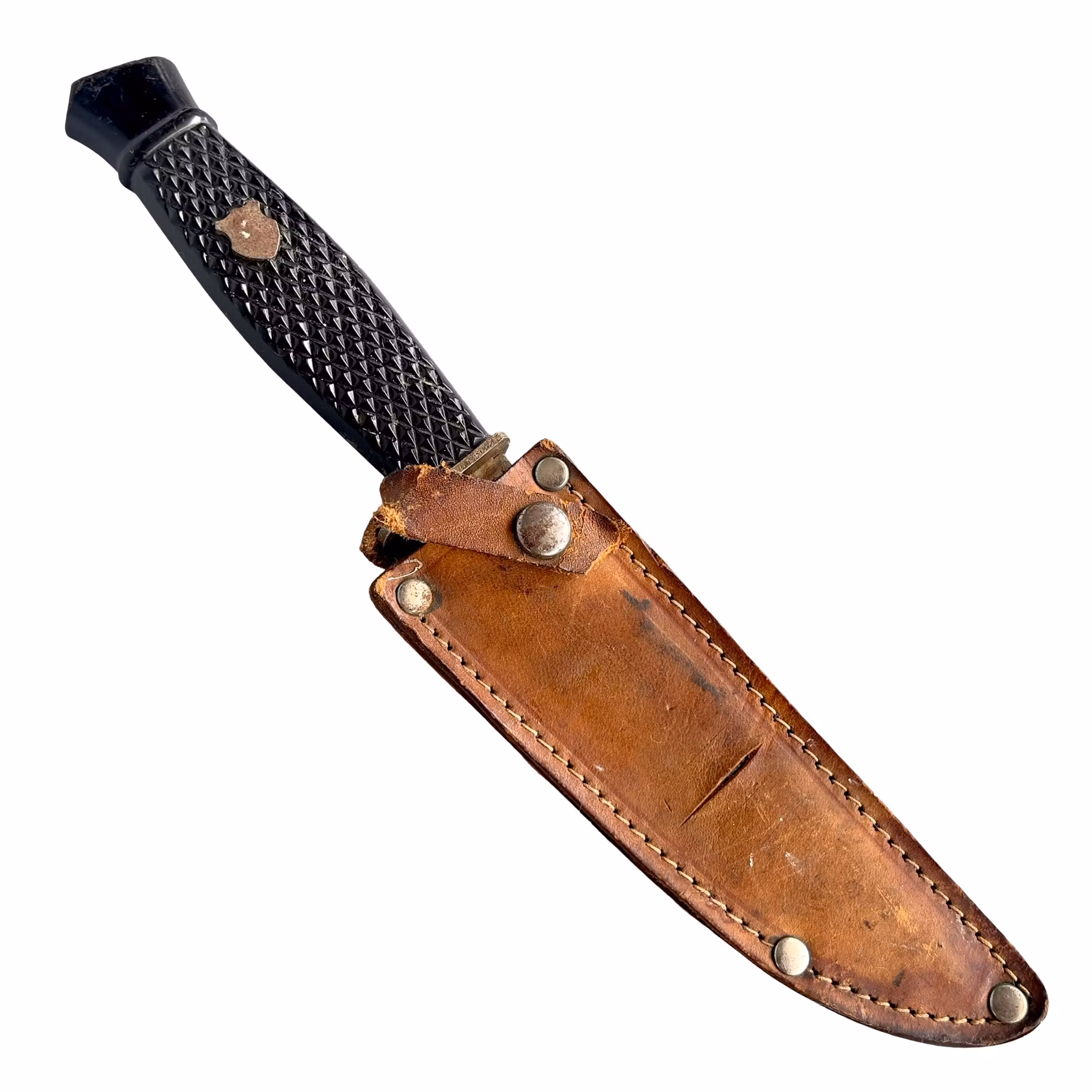 Vintage Solingen Germany Jaktkniv / Friluftskniv med Läder slida