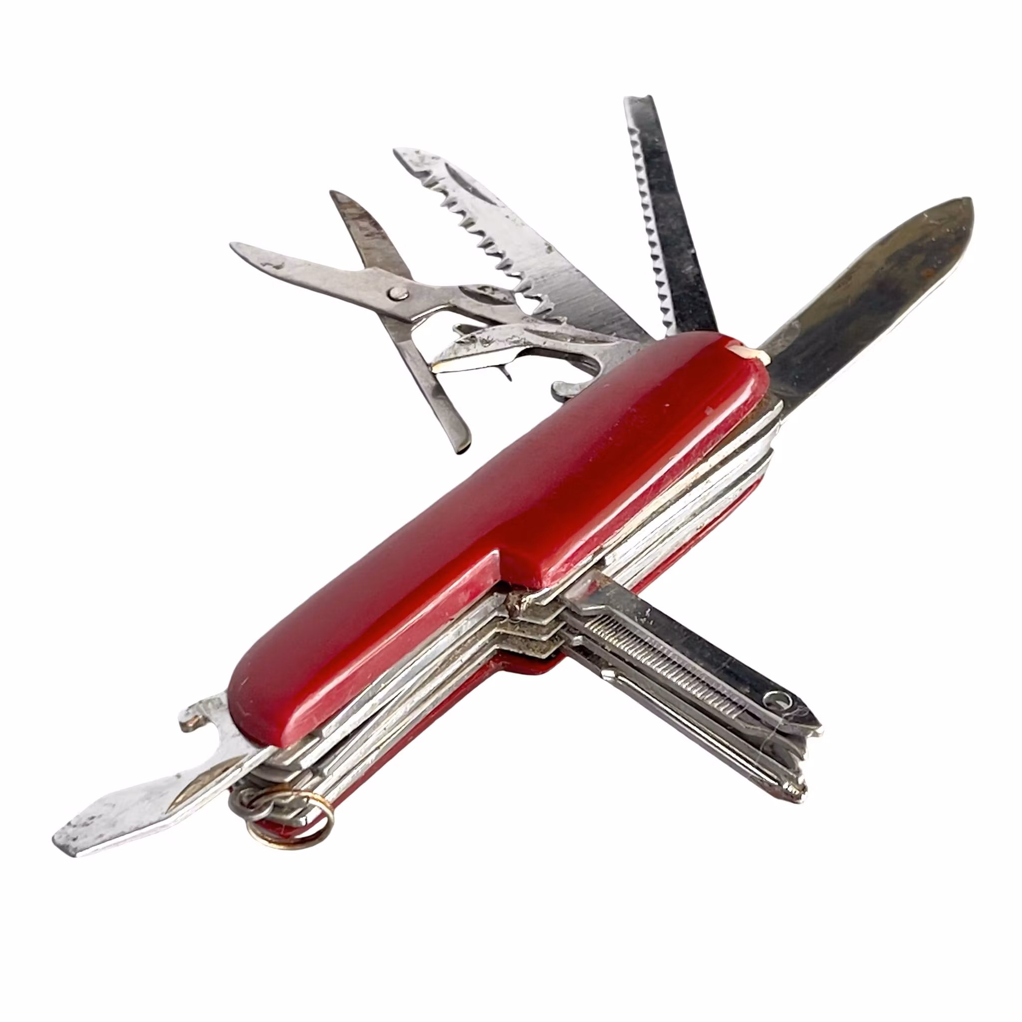 Multifunktions kniv / Fickkniv med flera verktyg - Vintage röd modell