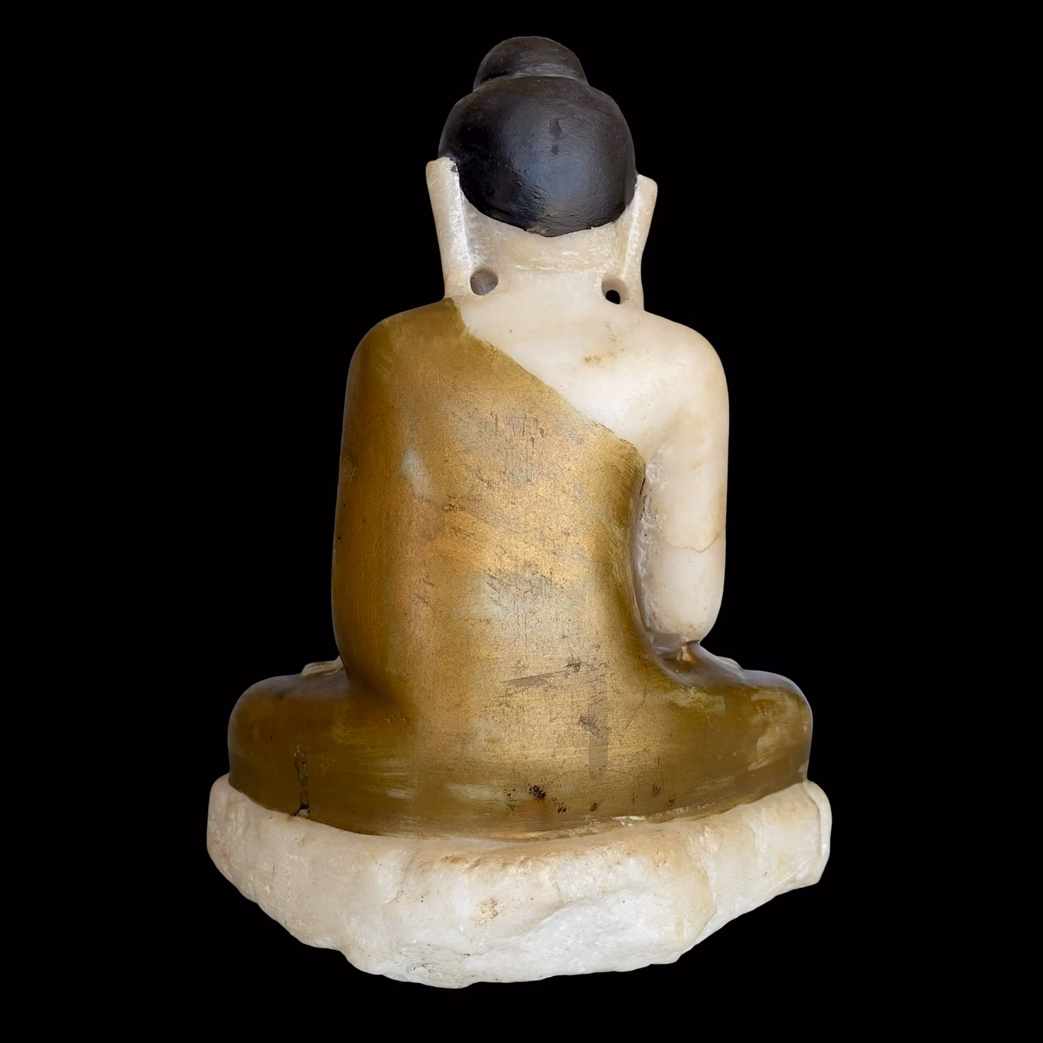 Sällsynt antik sittande Buddha i handskuren alabaster - Burma (Myanmar), 1600-tal