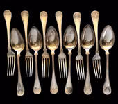C.R. Carlström & GABH Nysilver - 6 Skedar & 6 Gafflar - ca 21 cm