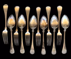 C.R. Carlström & GABH Nysilver - 6 Skedar & 6 Gafflar - ca 21 cm
