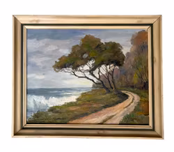 Ivar Johansson (1897-1957) - Oljemaleri på lerret - Kystlandskap