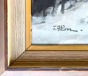 Tage Rudolf Ahlm (1920-1992) – Ölgemälde auf Leinwand – Winter am Ringsjön