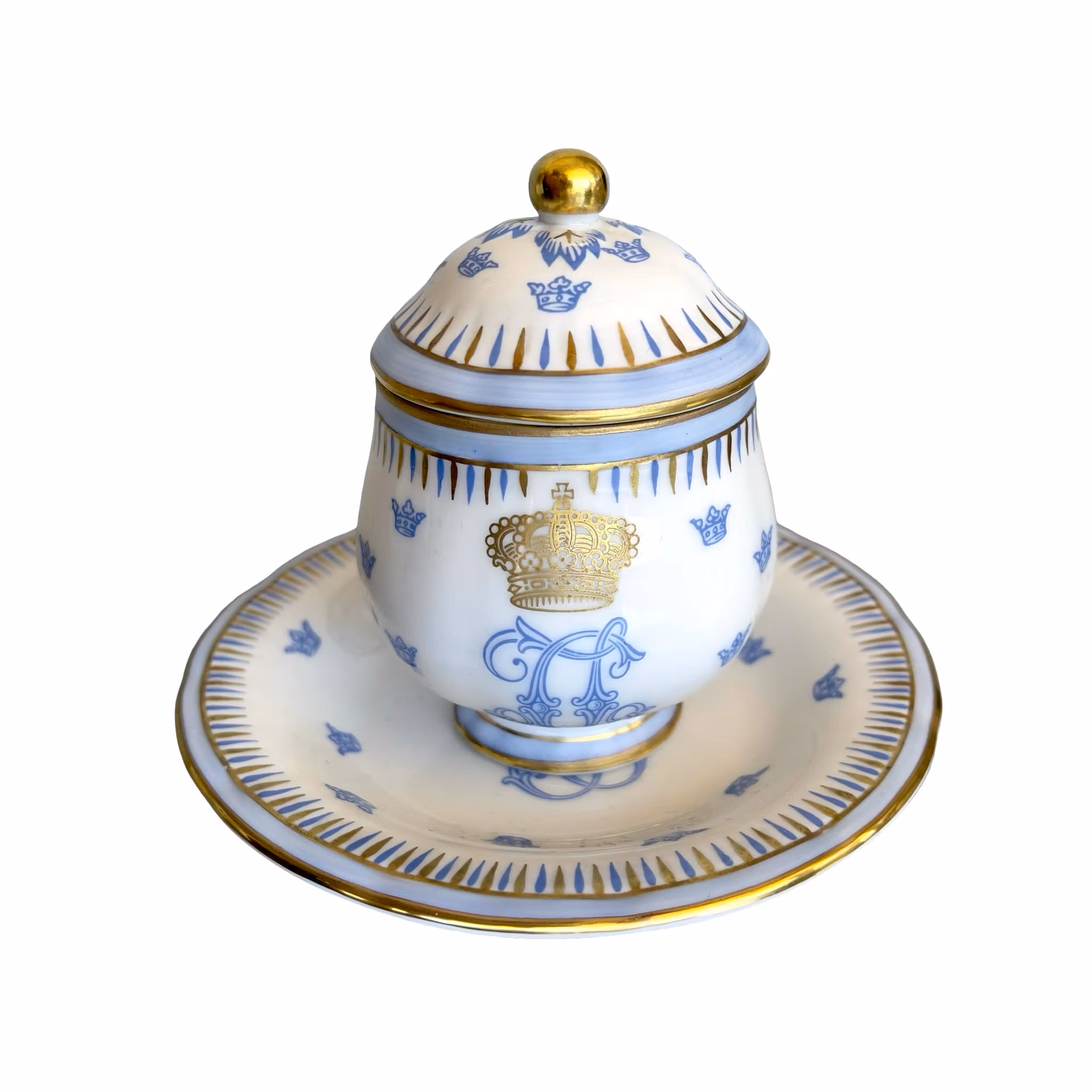 Rörstrand Jubileumskopp Crèmekopp med lock och fat - Carl XIV Johan - Originalask