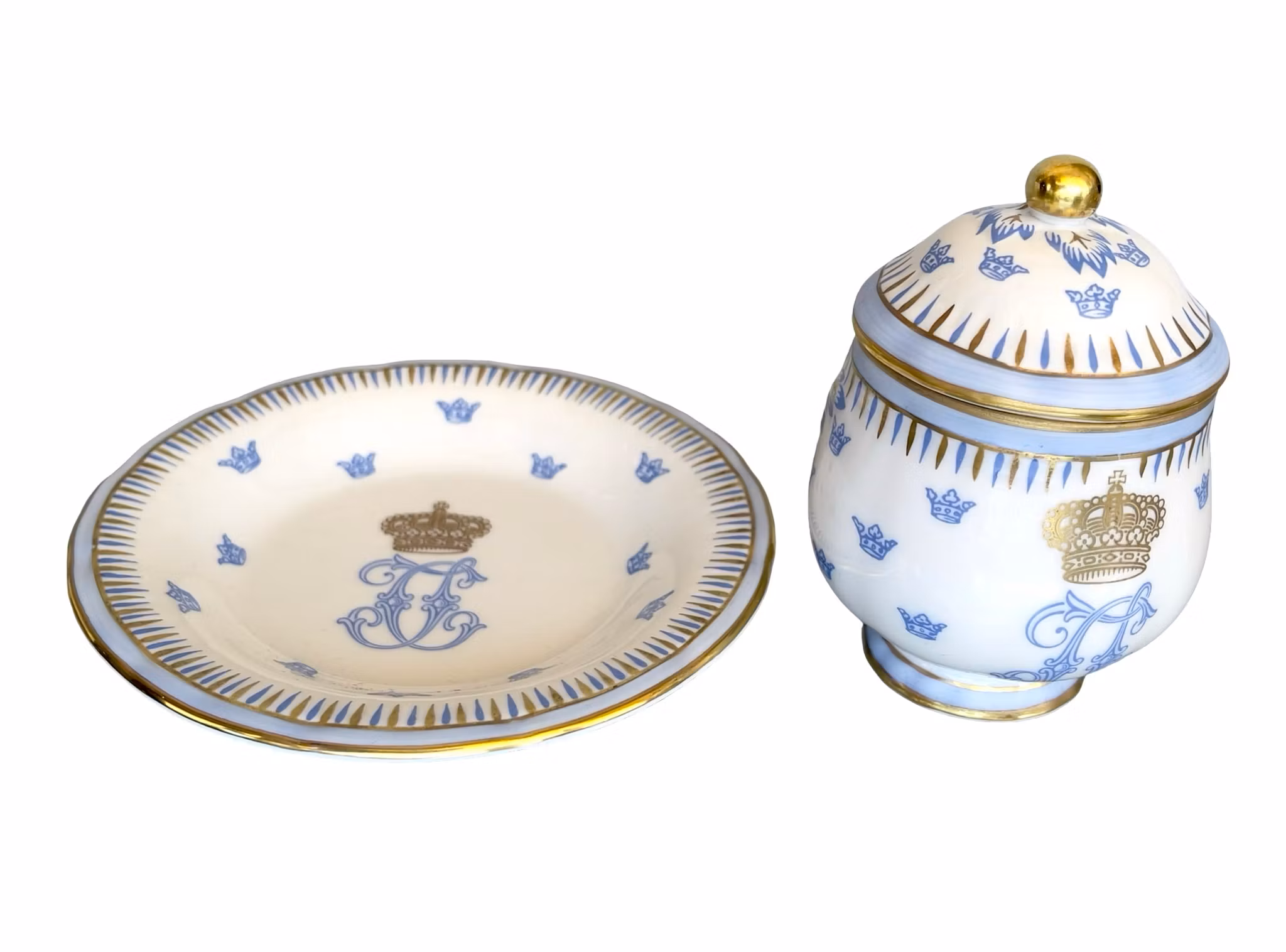Rörstrand Jubileumskopp Crèmekopp med lock och fat - Carl XIV Johan - Originalask