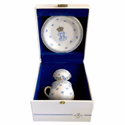 Tasse à crème Rörstrand Jubilee Cup avec couvercle et soucoupe - Carl XIV Johan - Boîte d'origine