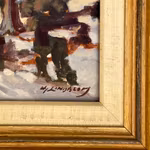 Hjalmar Lindblom (1901-1989) - Oljemålning på pannå - Vinter landskap