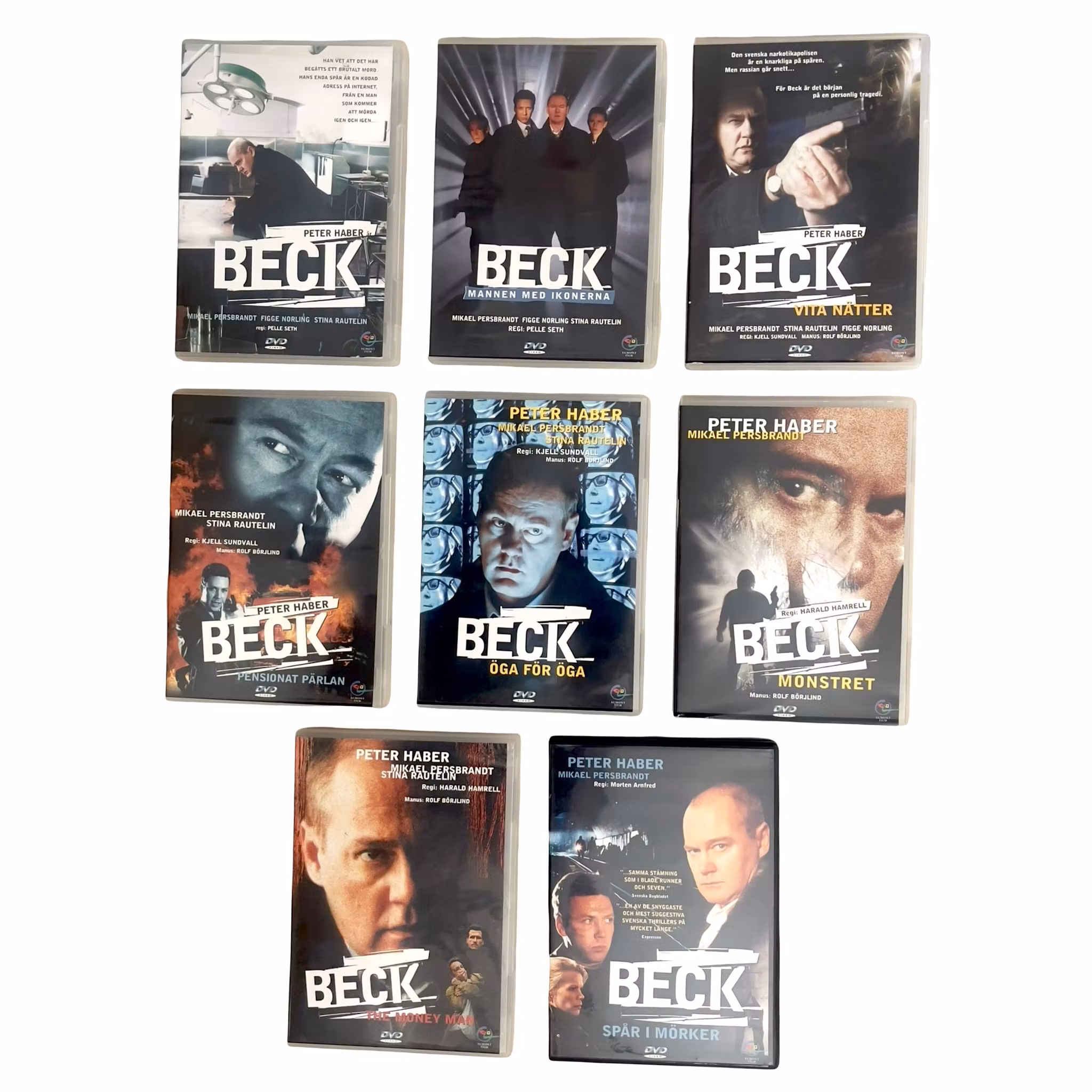 Beck DVD samling - 8 filmer med Peter Haber & Mikael Persbrandt - Svensk kriminal klassiker