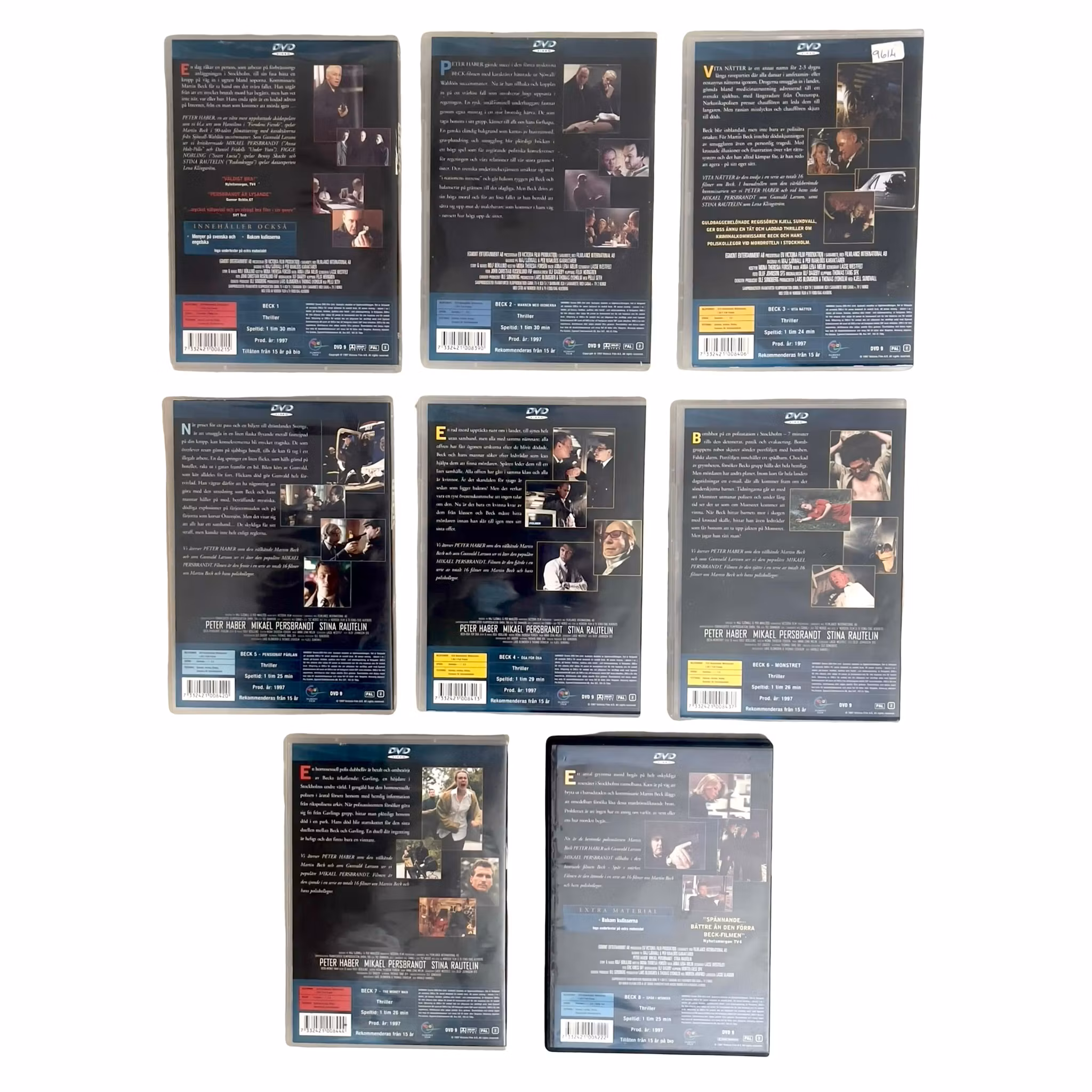 Beck DVD samling - 8 filmer med Peter Haber & Mikael Persbrandt - Svensk kriminal klassiker