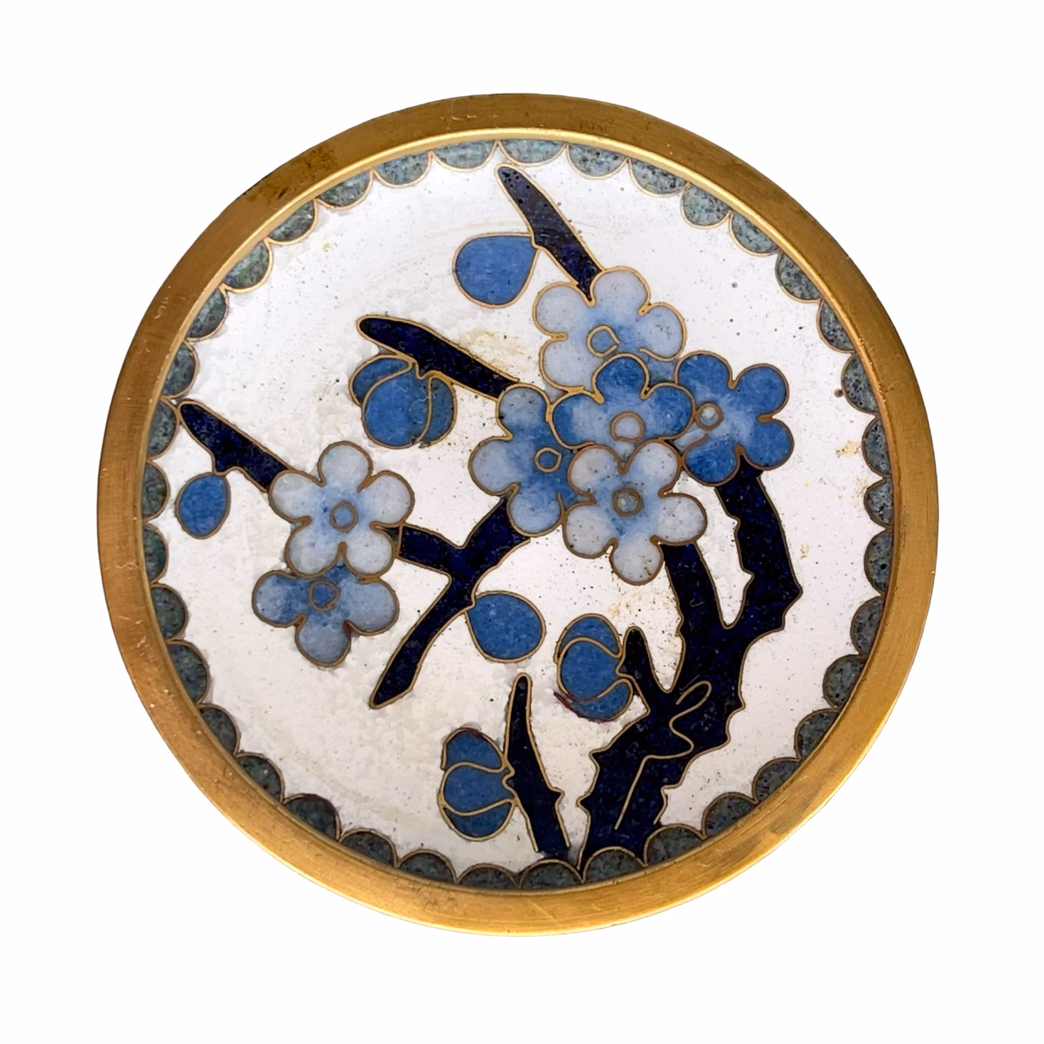 Vintage Cloisonné - Handgjord smyckesdosa med lock & dekorativt fat