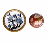 Vintage Cloisonné - Handgjord smyckesdosa med lock & dekorativt fat