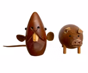 Vintage träfigurer Mus & Gris - BW Sweden - Svenskt trähantverk